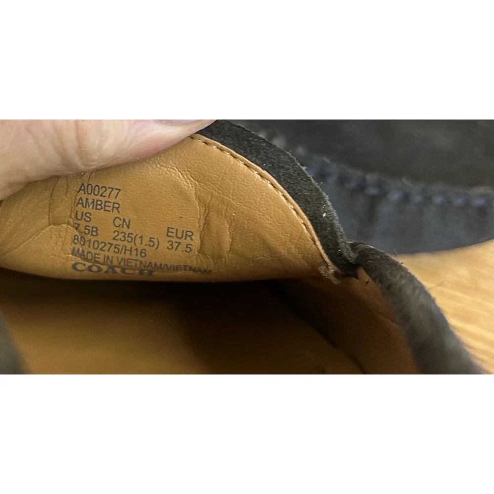 Coach Black‎ Suede Leather Flat Loafers Mary Lock Up Women's Sz 7.5 B - Picture 10 of 10